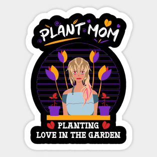 Plant mom planting love in the garden purple Sticker